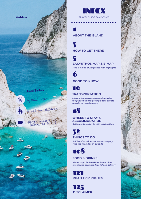 Tzatchickie Zakynthos Travel Guide - index