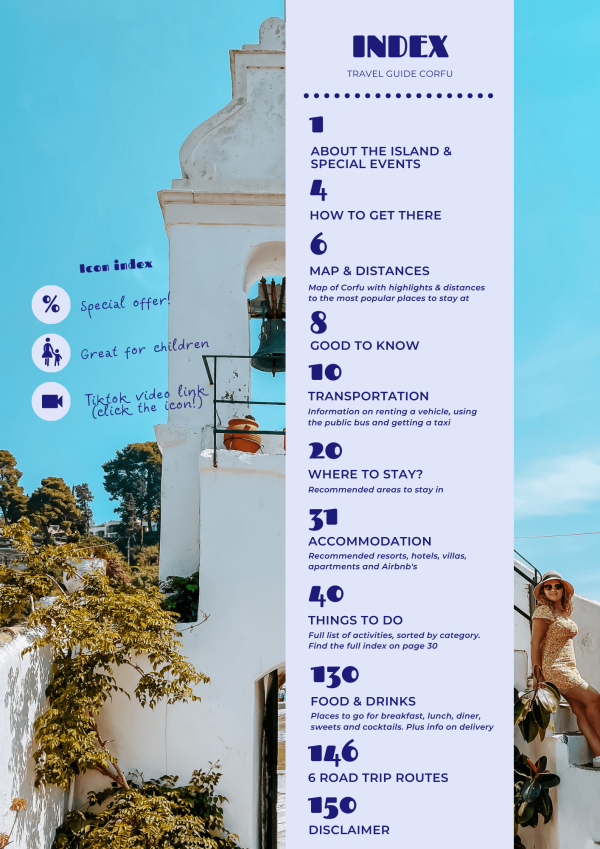 Corfu Travel Guide e-book pdf by Tzatchickie index