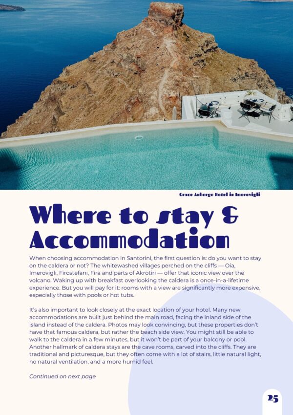 Santorini Guide Accommodation