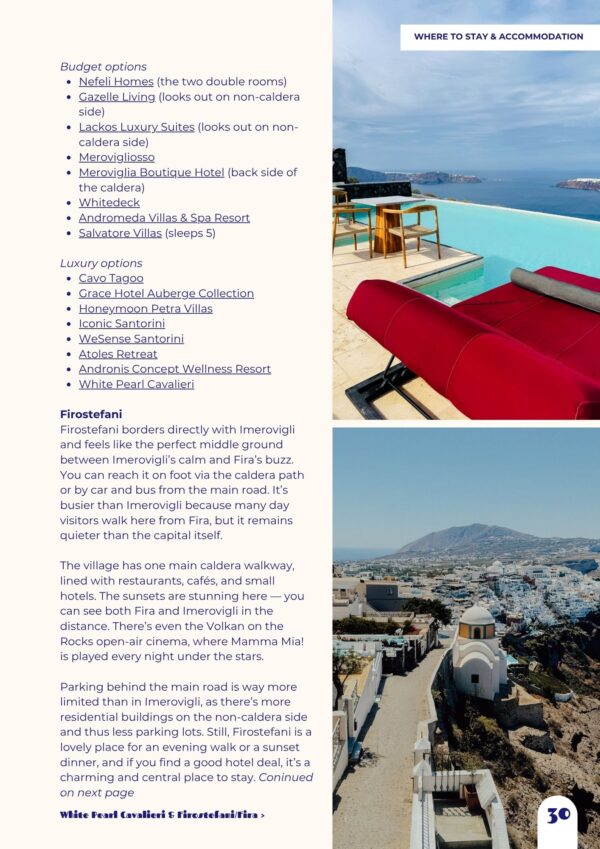 Santorini Guide Accommodation